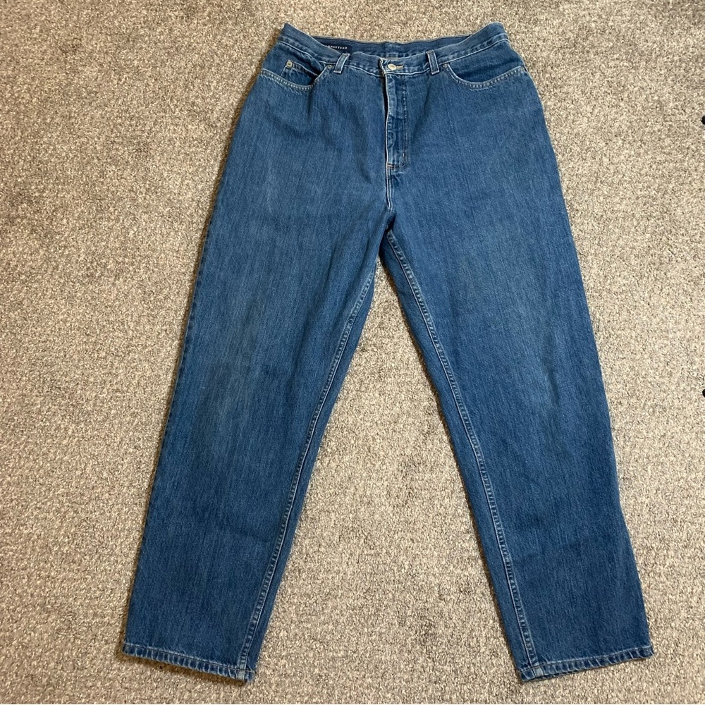 Lands’ End women’s blue high rise baggie fit jeans size 14